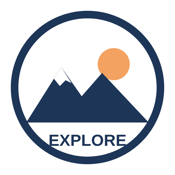 Badge picture with mountains and the word EXPLORE (PNG)
